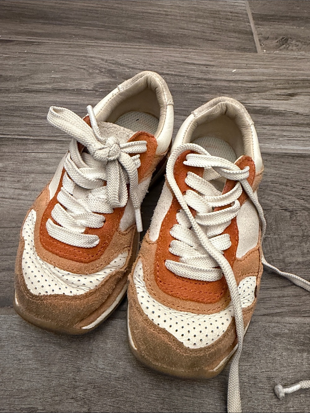 Clarks Kids Cream and Tan Suede Accent Sneakers